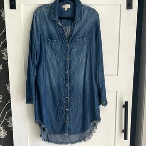 Cloth & Stone Blue Long Sleeve Denim Dress